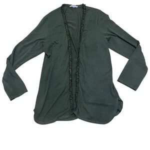 Tempo Paris Olive Green Open Front Long‎ Sleeve Cardigan Women's One Size